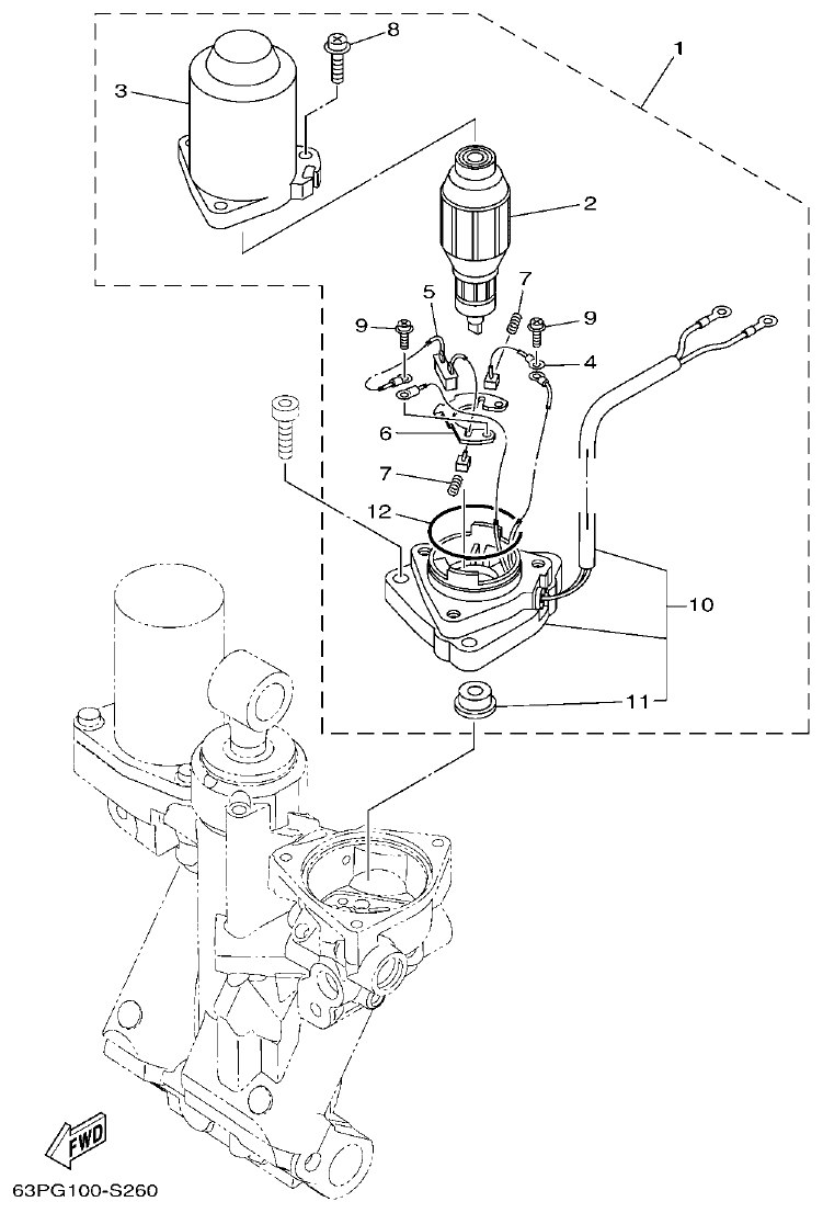 Yamaha F150FET, FL150FET POWER TRIM & TILT ASSY 2 parts diagram